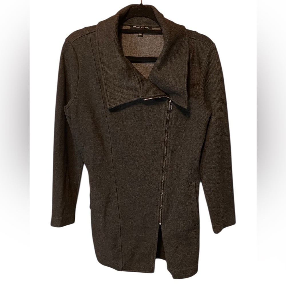 Banana Republic Moto Sweater Jacket Asymmetrical Zip Knit Coat Small
